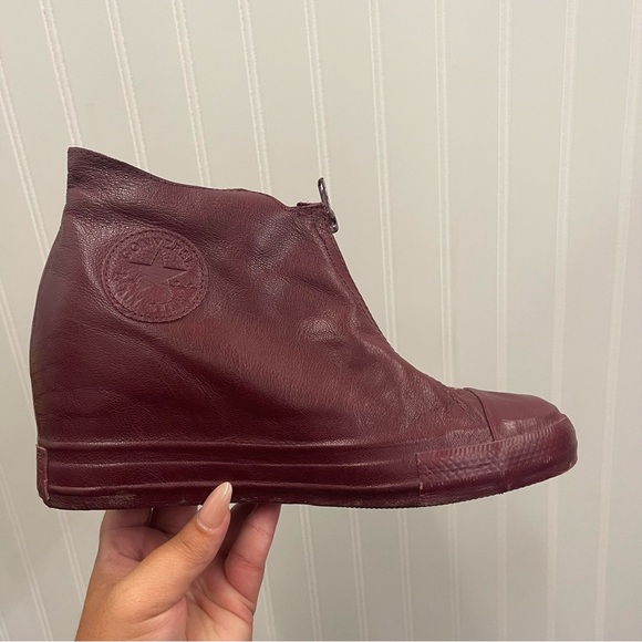 Converse Chuck Taylor All Star Lux Shroud Mid Wedge Sneakers in Bordeaux Sz 10 - Picture 11 of 11